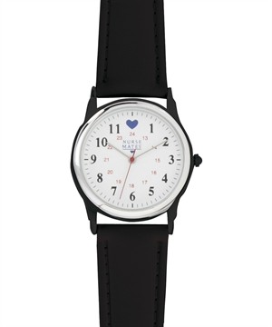 Nurse Mates Black Chrome Military Time Water Resistant Wrist Watch