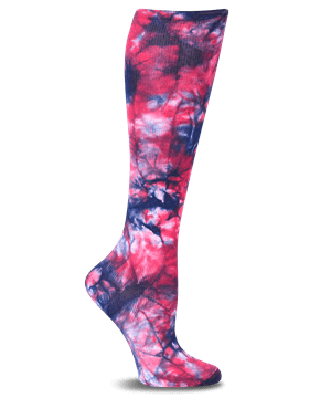 Nurse Mates Tie Dye-Navy/Rasp Women's 12-14 mmHg Compression Socks