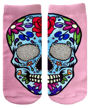Living Royal Women's Sugar Skull Glitter Women's Ankle Socks