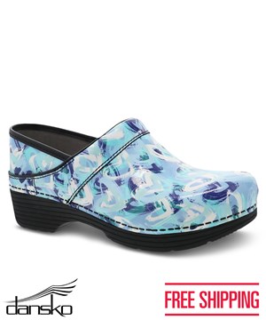Dansko Lt Pro Blue Heart Women's Patent Leather Nursing Clog