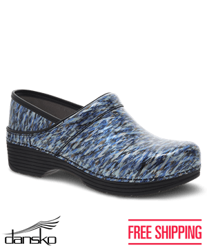 Dansko Lt Pro Blue Waves Women's Patent Leather Nursing Clogs