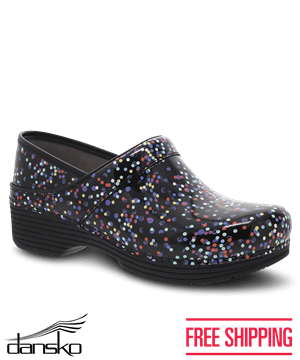 Dansko Lt Pro Confetti Women's Patent Leather Nursing Clogs