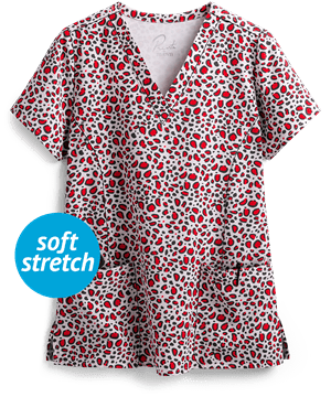 Maevn Quiet Savage Women's 3-Pocket V-Neck Print Scrub Top