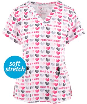 Maevn Proud Nurse Women's 3-Pocket STRETCH V-Neck Print Scrub Top