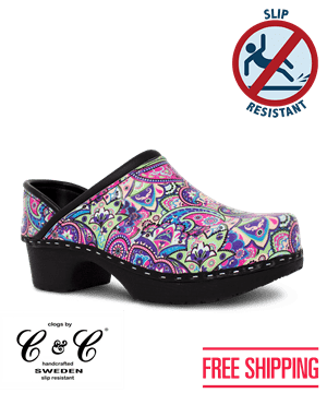 C&C Sweden Mardi Gras Madness Women's Full Back Nursing Clogs