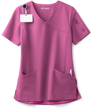 MOVEMENT by Butter-Soft Capella Women's 5-Pocket Faux Wrap STRETCH Scrub Top