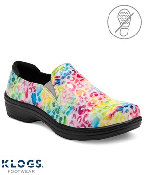 Klogs Moxy Tie Die Cheetah Patent Leather Women's Slip On Nursing Clogs