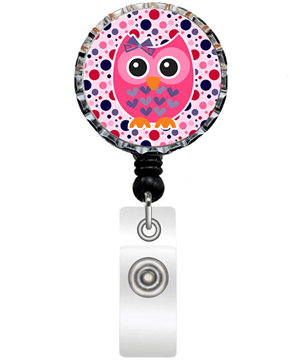 Nina's Lil Bowtique Owl Circles Bottle Cap ID Badge Holder