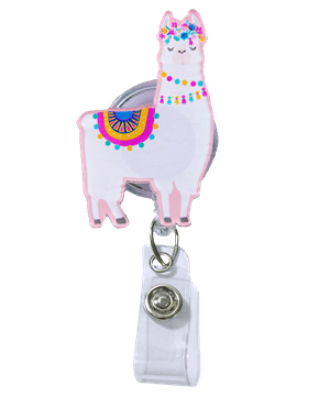Outside the Box Llama Acrylic Swivel ID Badge Reel