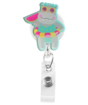 Outside the Box Summer Hippo Acrylic ID Badge Holder
