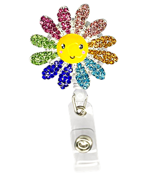 Outside the Box Flower Sparkle & Shine Swivel Badge Reel