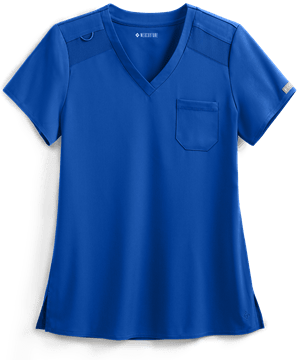 Med Couture Touch Women's 1 Pocket STRETCH Tuck In V-Neck Scrub Top
