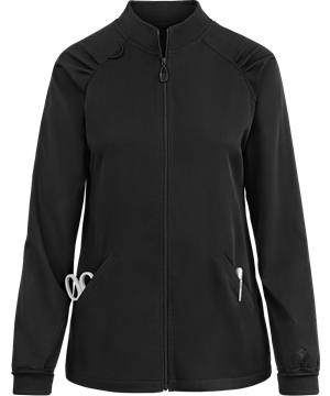 Med Couture Touch Women's 4-Pocket STRETCH Zip Front Raglan Sleeve Scrub Jacket