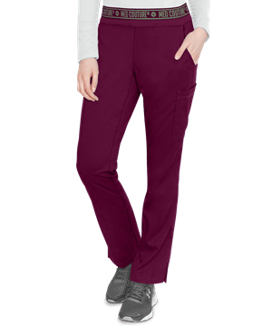 Med Couture Touch Women's 7-Pocket STRETCH Logo Elastic Double Cargo Yoga Scrub Pants