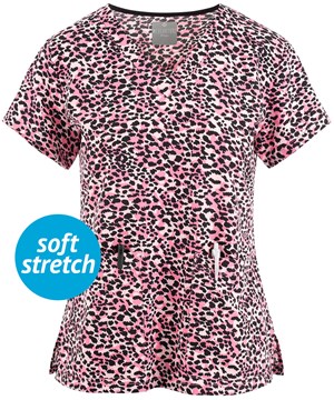 Med Couture Animal Women's 2-Pocket V-Neck Print Scrub Top