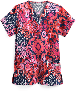 UA Ikat Paradise Navy Women's 3-Pocket V-Neck Print Top