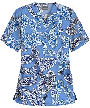UA Buttersoft Milos Paisley Ceil Women's 2-Pocket V-Neck Print Scrub Top