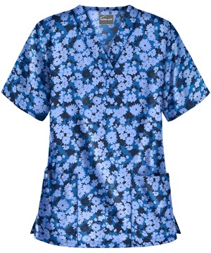 UA Buttersoft Provence Floral Royal Women's 2-Pocket V-Neck Print Scrub Top