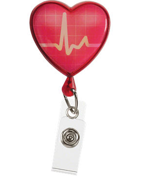 Prestige Retracteze™ EKG Heart Button Snap ID Badge Holder