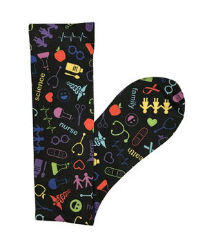 Prestige Medical Symbols Black Women's Soft 15-20 mmHg Compression Socks