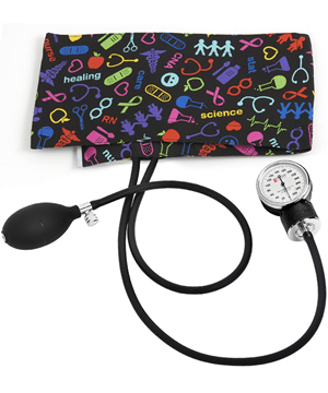 Prestige Premium Medical Symbols Black Adult Aneroid 10"-16" Sphygmomanometer