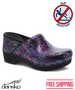Dansko Pro XP 2.0 Engraved Floral Women's Patent Leather Nursing Clogs