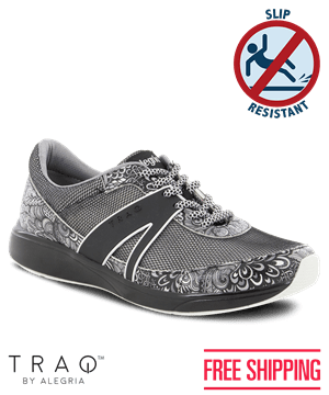 TRAQ by Alegria Qarma Wild Child Black Women's Athletic Nursing Shoes