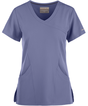 Skechers by Barco Reliance Women's 3-Pocket STRETCH Mock Wrap Scrub Top