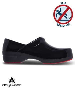 Anywear SR Angel Black Patent Women's Closed Back Nursing Shoes