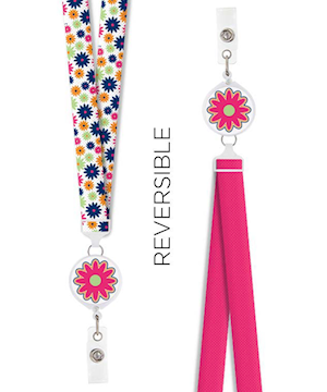 Think Medical Floral Reversible Badge Reel Lanyard