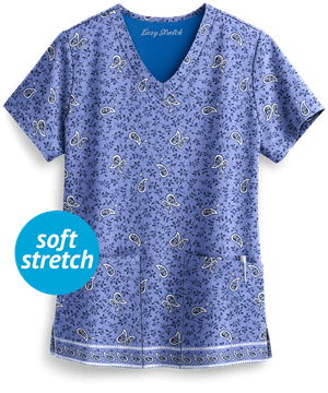 Easy STRETCH by Butter-Soft™ Ornamental Women's 2-Pocket V-Neck Print Scrub Top