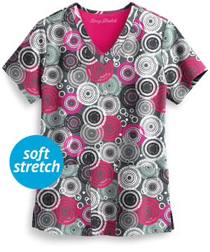 Easy STRETCH by Butter-Soft™ Mandala Tapestry Women's 2-Pocket Print Scrub Top