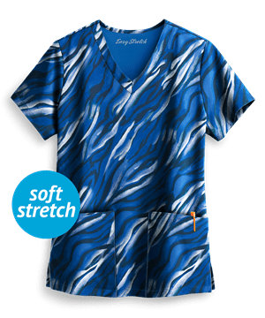 Easy STRETCH by Butter-Soft™ Wild Stripes Women's 2-Pocket V-Neck Print Scrub Top