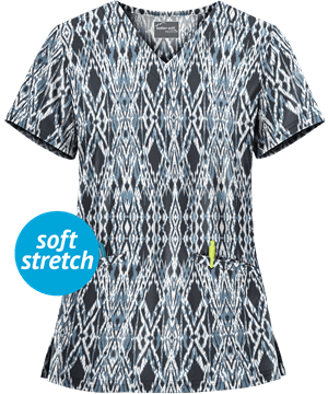 UA Butter-Soft STRETCH Kasih Ikat Women's 2-Pocket V-Neck Print Scrub Top