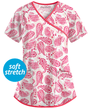 Easy STRETCH by Butter-Soft™ Passion Paisley Women's 4-Pocket Print Scrub Top
