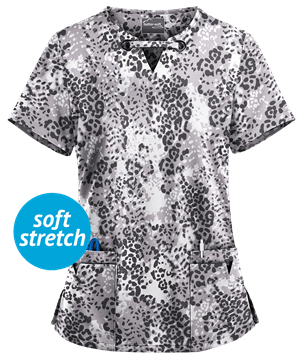 UA Butter-Soft STRETCH Wildcat White Printed Women's 4-Pocket V-Neck Scrub Top