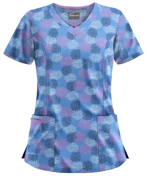 UA Burst of Geo Ceil Women's 3-Pocket Criss Cross Print Scrub Top