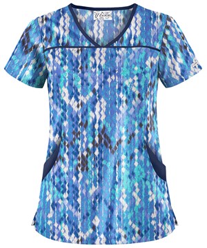 UA Antik Ikat Royal Women's 4-Pocket Princess Seam Printed Scrub Top