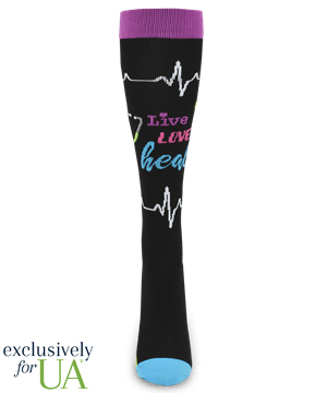 UA Exclusive Think Medical Live, Love, Heal  Women's Light 10-14 mmHg Compression Socks 