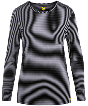 WonderWink Black/Pewter Women's Long Sleeve Striped Scrub Tee