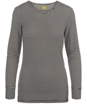 WonderWink Black/White Women's Long Sleeve Striped Scrub Tee 