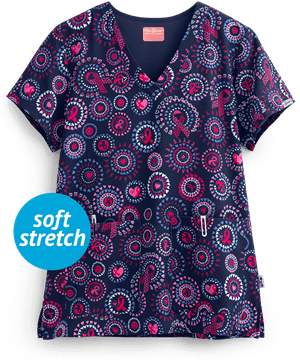 Zavate Ava Therese Girl Power Audrey Women's 2-Pocket V-Neck Print Scrub Top
