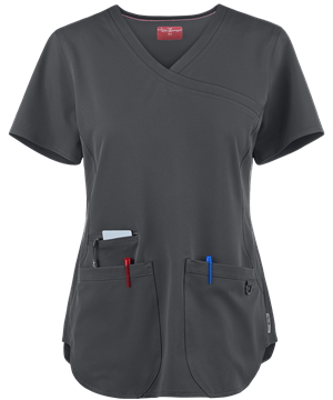Zavate Ava Therese Women's 3-Pocket Rib Side Mock Wrap STRETCH Scrub Top