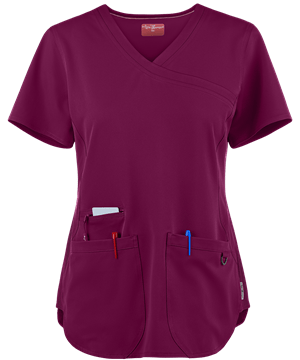 Zavate Ava Therese Women's 3-Pocket Rib Side Mock Wrap STRETCH Scrub Top