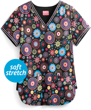Zavate Ava Therese Cute' N Cool Mary Women's 2-Pocket V-Neck Print Scrub Top