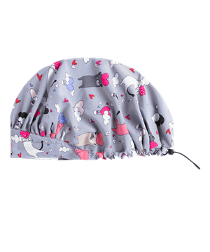 Zoe + Chloe Falling in Love Women's Adjustable Bungee Tie Back Print Scrub Hat